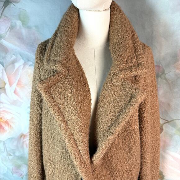 NWT Dynamite Manteau Teddy Bear Brown Long Coat In Pebble Stone - Picture 2 of 7